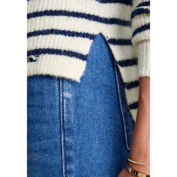 Vineyard Vines Women Organic Cotton Cropped Cardigan Striped Marsh Navy L - Picture 5 of 11